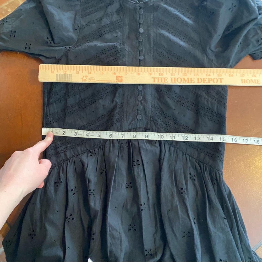 NWT Madewell Eyelet Flutter Sleeve Mini Dress In Cotton Voile Jet Black Size 00 - Picture 8 of 10